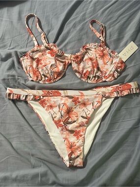 PHAX Floral Underwire Bikini Set in Coral Floral Women’s XL NWT
